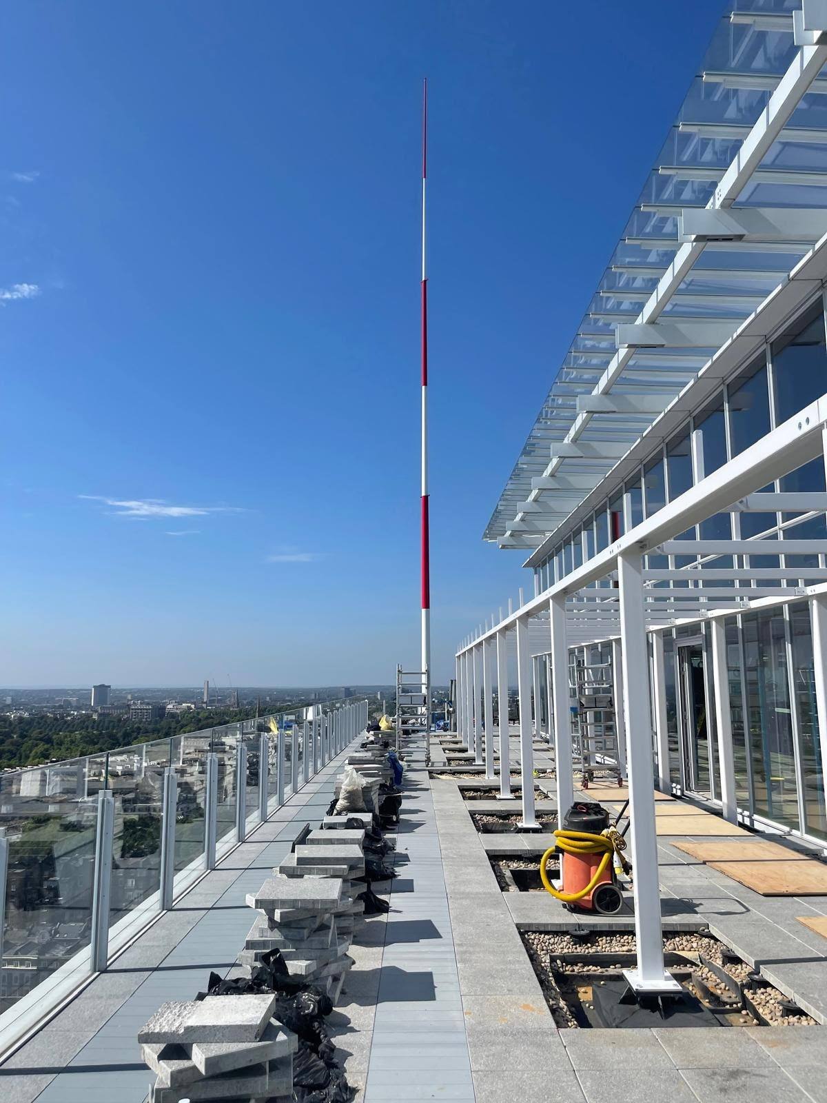 Glass facade and balustrade sealing on a London rooftop terrace